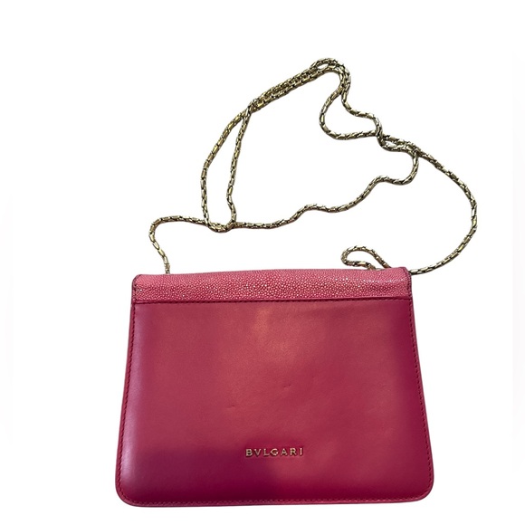 Bvlgari Pink Stingray Flap Leather Serpenti Forever Shoulder Bag - Picture 8 of 12